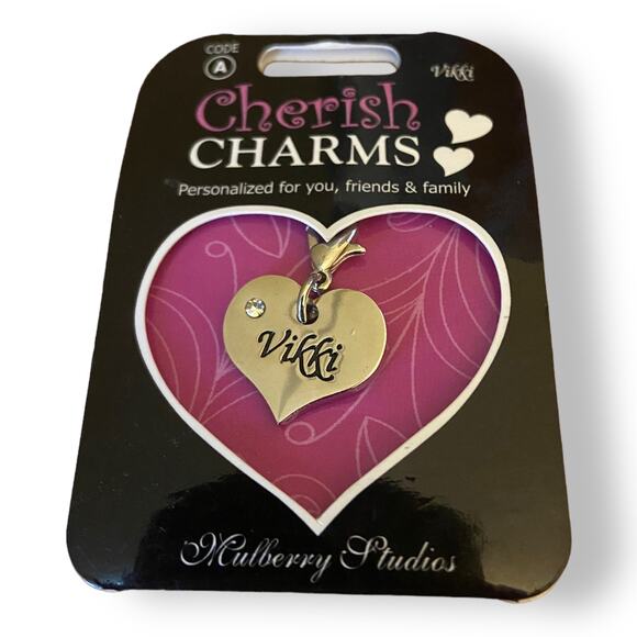 Cherish Charms VIKKI Name Bracelet Charm NEW NWT Silvertone Silver Tone - Picture 1 of 3